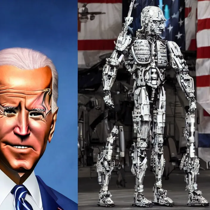 Image similar to Joe Biden Cyborg, Huge 8ft Tall, Detailed Photo