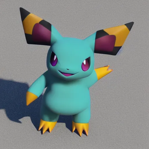 Image similar to 3d render of a new Pokemon, highly detailed, high quality, HD, 4k, 8k, Canon 300mm, professional photographer, 40mp, lifelike, top-rated, award winning, realistic, sharp, no blur, edited, corrected, trending