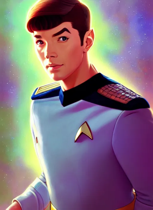 Prompt: cute star trek officer luke thomas, natural lighting, path traced, highly detailed, high quality, digital painting, by don bluth and ross tran and studio ghibli and alphonse mucha, artgerm