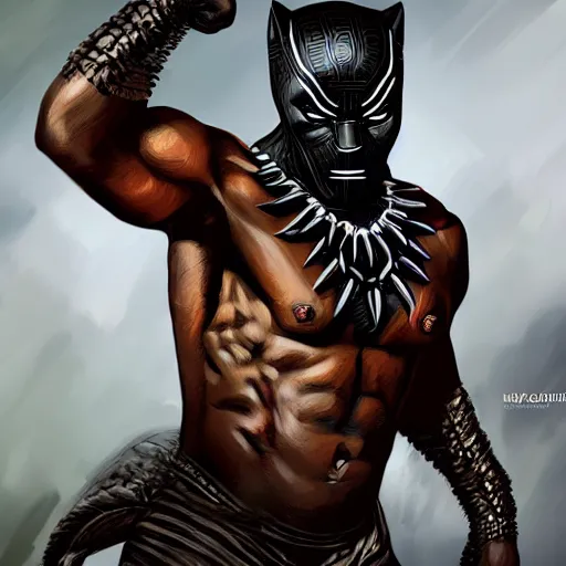 Image similar to 2 pac as black panther, full length wide shot, digital painting, extremely detailed, 4 k, intricate, brush strokes, mark arian, artgerm, bastien lecouffe - deharme