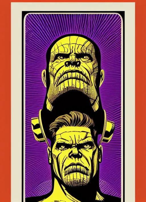 Image similar to obey art poster with thanos. by shepard fairey