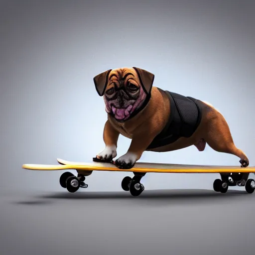 Image similar to morbidly obese dog riding a skateboard, photograph, 4 k