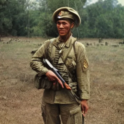 Image similar to Sargent Lincoln Osiris as a soldier in Vietnam, award winning historical photograph