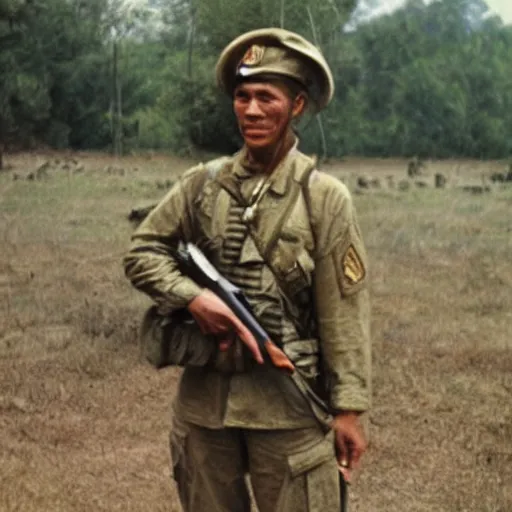 Prompt: Sargent Lincoln Osiris as a soldier in Vietnam, award winning historical photograph