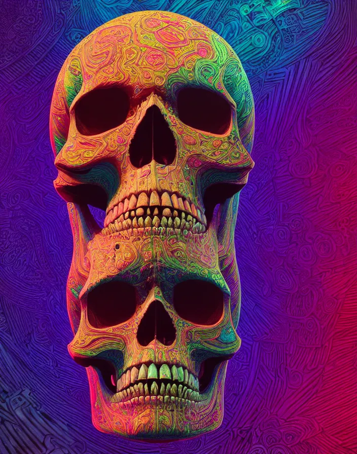 Image similar to portrait of a psychedelic skull. intricate abstract. intricate artwork. by Tooth Wu, wlop, beeple, dan mumford. octane render, trending on artstation, greg rutkowski very coherent symmetrical artwork. cinematic, hyper realism, high detail, octane render, 8k, depth of field, bokeh. dripping accents