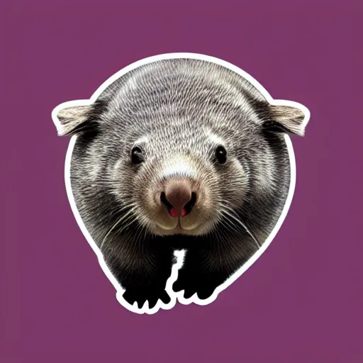 Image similar to wombat as hello emoji, telegram sticker design, flat design, glossy design, white outline