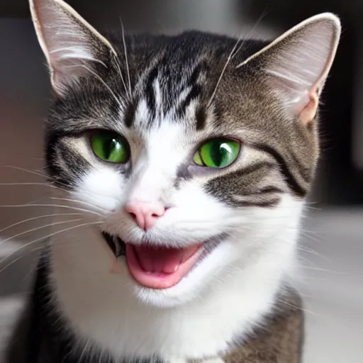 Prompt: a cat with a goofy smile
