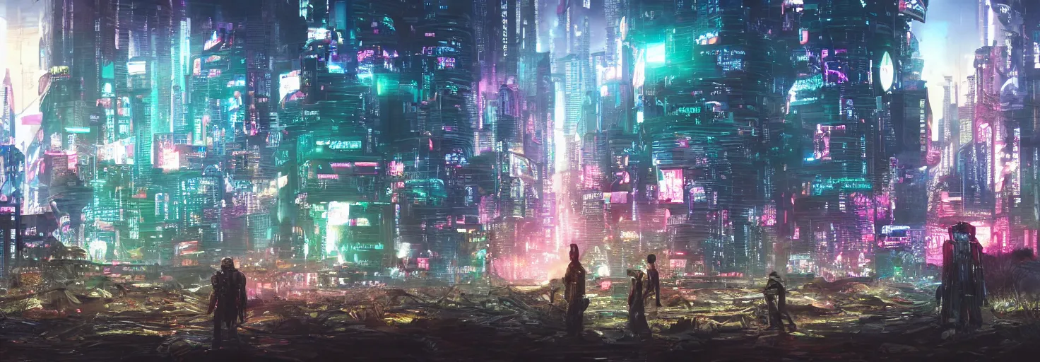 Image similar to photo of a cyberpunk landscape with many big chungus