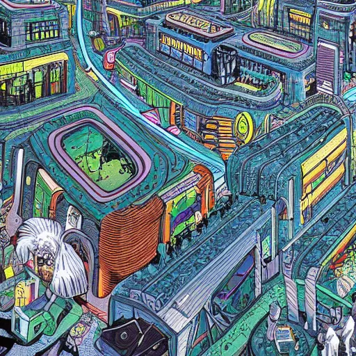Image similar to highly detailed illustration of a sci fi city, juxtapoz magazine