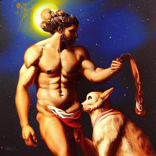 Prompt: a beautiful impasto oil painting of zeus and europa made by andy warholl, digital art