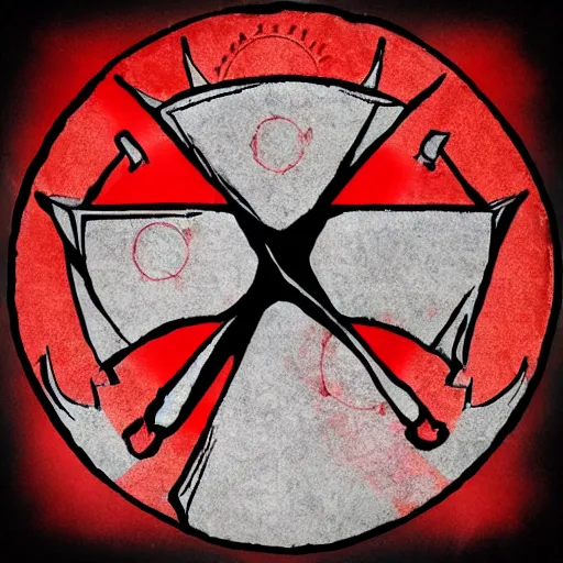 Image similar to video game occult simplified icon: a ritual to summon the red tides of death