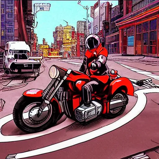 Image similar to akira style motorcycles in the streets of san francisco in 2 0 4 8