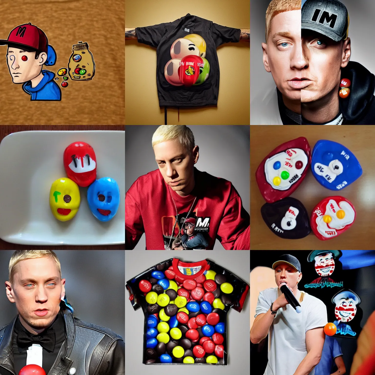 Prompt: eminem as an m & m