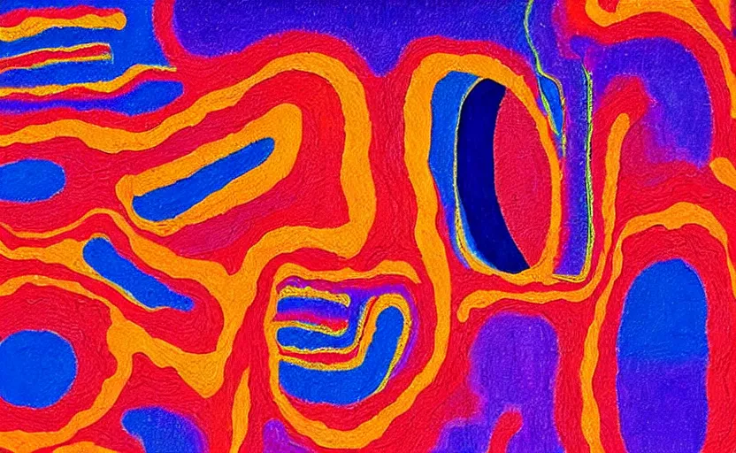 Prompt: close up of twisting faces full of pain pleasure fear love joy and agony. vibrations of love consciousness detailed abstract painting by josef albers and studio ghibli, golden hour, iridescent ambient lighting