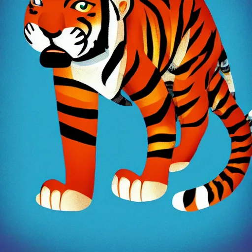 Image similar to super cool tiger avatar, illustration, 2 d, flat style, flat