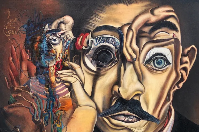 Image similar to portrait of a uncanny painter by Chor Boogie and Salvador Dali collaboration