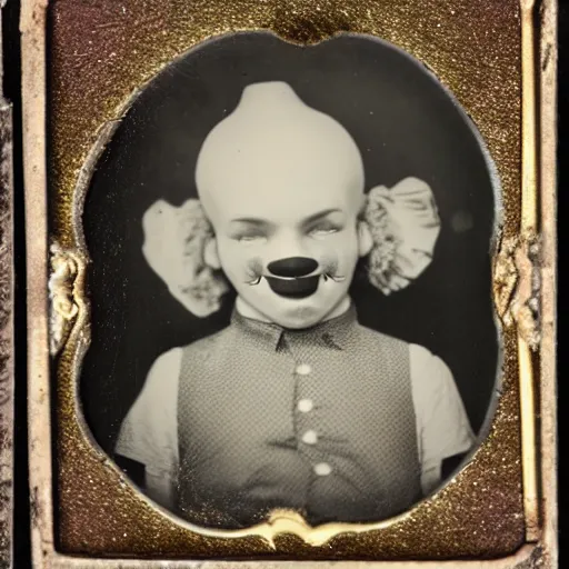 Prompt: underwater tintype photo of clown