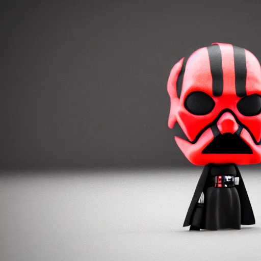 Prompt: darth!!! maul!!!, cute bobble!!! head!!!, blender render, depth of field