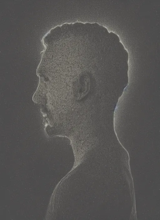 Prompt: a man's face in profile, made of lava, in the style of the Dutch masters and Gregory Crewdson, dark and moody