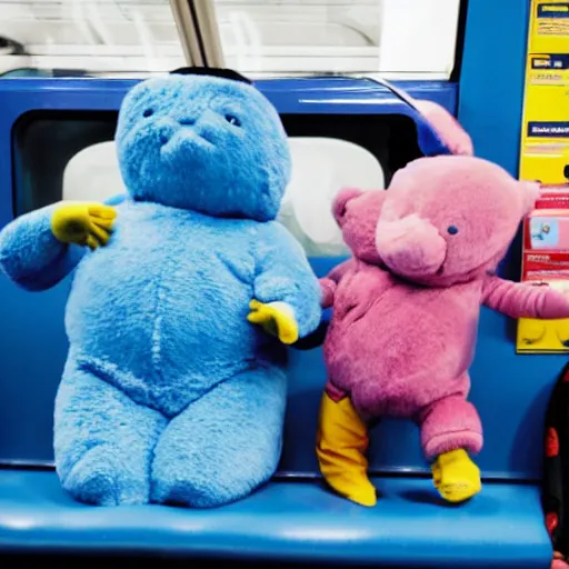 Prompt: Iggle Piggle on the London Underground