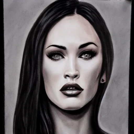 Prompt: charcoal painting of megan fox | horror