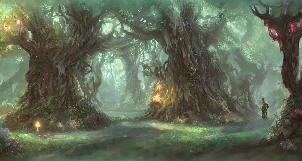 Image similar to Enchanted and magic forest, by D&D Concept Artists