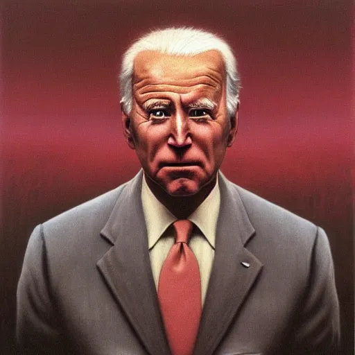 Image similar to Joe Biden. Regret. Zdzisław Beksiński