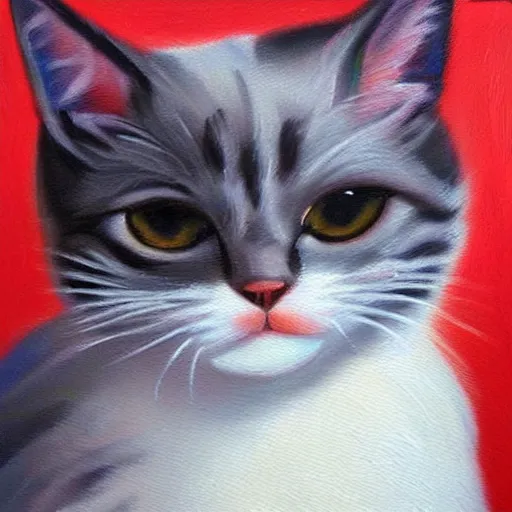 Prompt: oil painting of cute cat