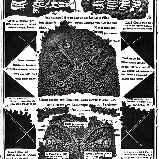 Prompt: The anatomy of the exotic shoggoth, 1924 scientific magazine