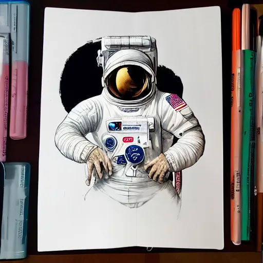 Prompt: an astronaut by king jung gi