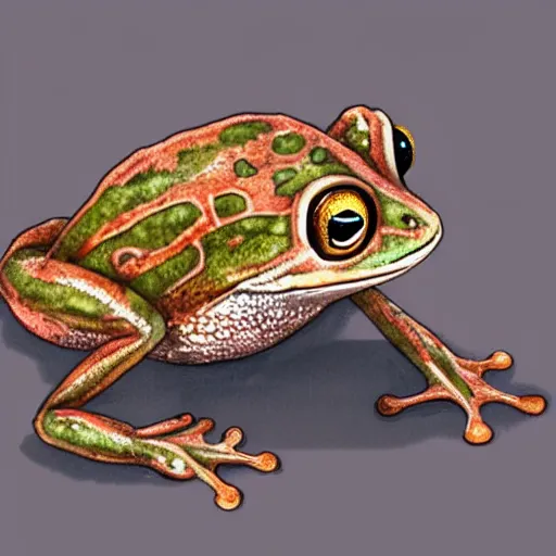 Prompt: a frog with a snail shell, digital painting trending on artstation, 7 k