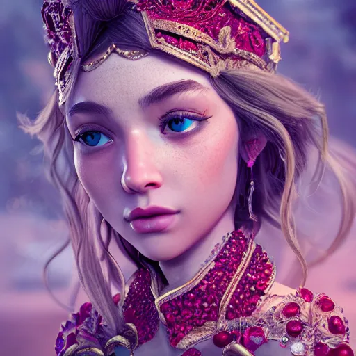 Image similar to portrait of wonderful princess of ruby with fair skin, ornate 8 k gorgeous intricate detailed, accent lighting, dramatic light, octane render