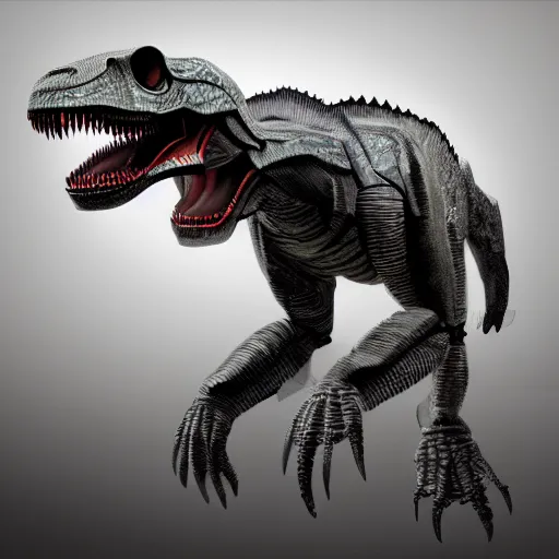 Image similar to anthro mechanical t-rex, photorealistic