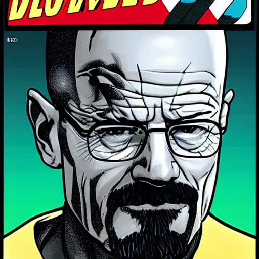 Prompt: Walter White as a comic book super hero