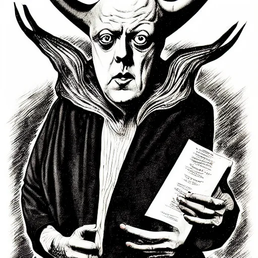 Prompt: graphic illustration, creative design, aleister crowley as baphomet, biopunk, francis bacon, highly detailed, hunter s thompson, mixed media