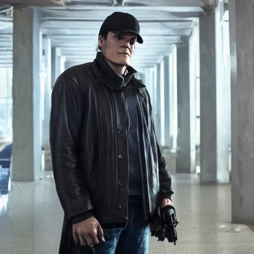 Prompt: film still of Michael Shannon as Aiden Pearce in Watch Dogs