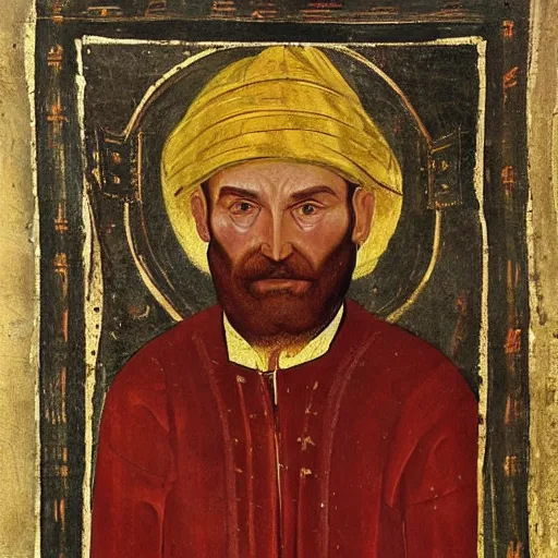 Image similar to 1 5 th century painting depicting haji bektash, located in hajibektash complex, trending on solidworks