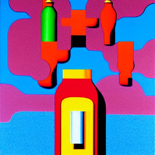 Image similar to cigarettes bottle by shusei nagaoka, kaws, david rudnick, airbrush on canvas, pastell colours, cell shaded, 8 k