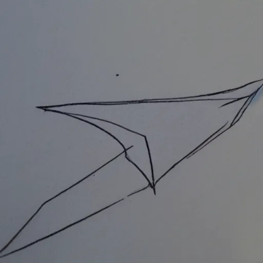 Prompt: child's drawing of a paper airplane.