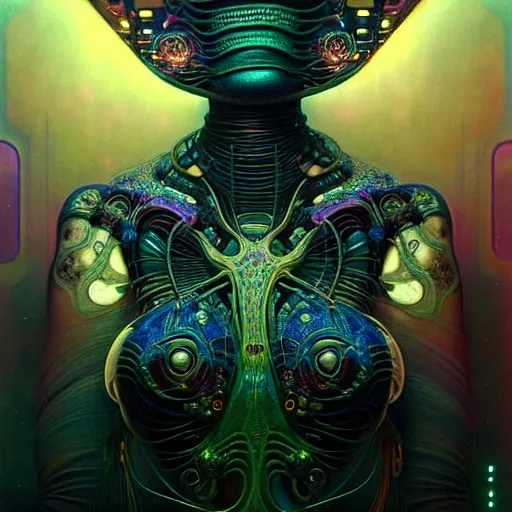 Prompt: extremely psychedelic beautiful brutalist cyborg organism infected by night. intricate, elegant, highly detailed, extremely lifelike photorealistic digital painting, artstation. steichen, gaston bussiere, tom bagshaw, brutalist cyberpunk alphonse mucha. elegant minimalism. anatomically correct vasculature. sharp focus. black. surreal lush cosmic hallucination