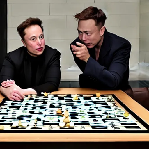 Prompt: Elon musk playing baduk