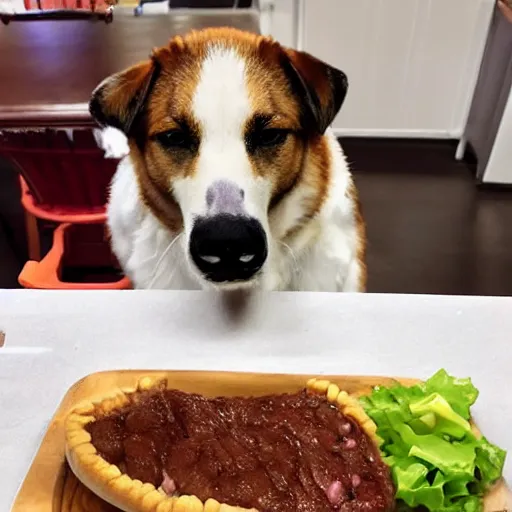 Image similar to courage the dog eating sloppy steaks