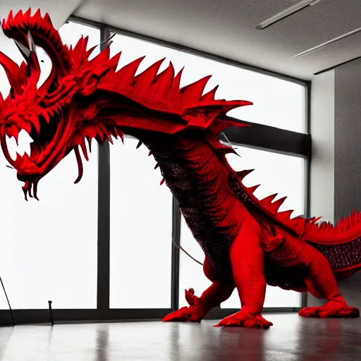 Prompt: a giant red dragon stuffed toy nft made by Ayami Kojima and beeple, vray render, unreal engine