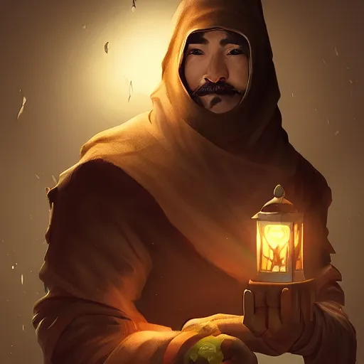 Image similar to the man with the lantern head, artstation