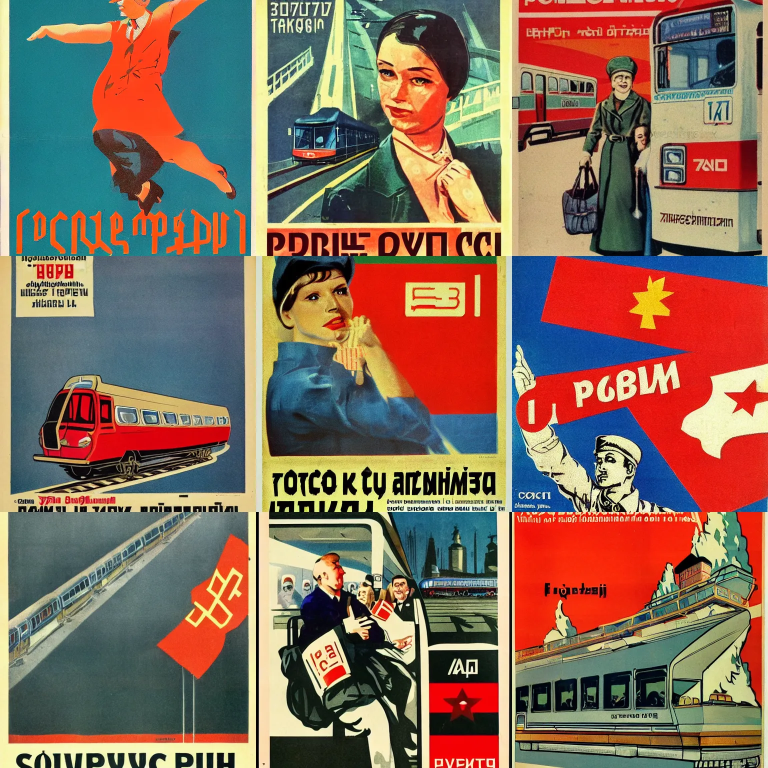 Prompt: Soviet advertisement for public transit