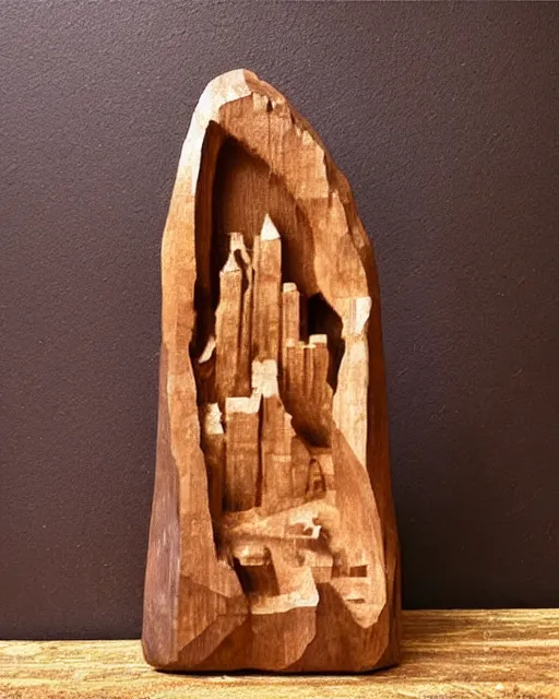 Prompt: a crude wooden carving of the rock, ebay listing, product picture, advertisement, thumbnail