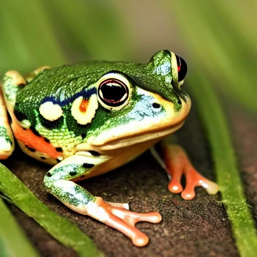 Prompt: beautiful small frog in grass