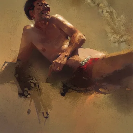 Prompt: um velho relaxando na sua mansao, artwork by craig mullins