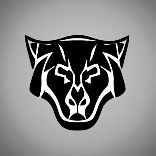 Image similar to a minimalist logo design of an intimidating jaguar head