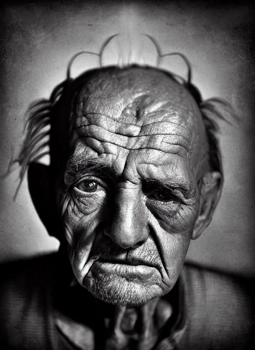 Image similar to handsome anthropomorphic mangle by lee jeffries, gelatin silver process